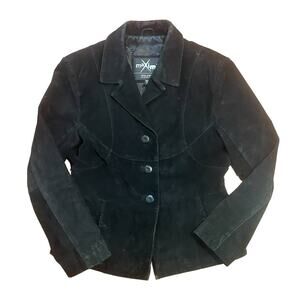Maxima/Wilsons Leather Black Suede-Like Leather Tailored Jacket